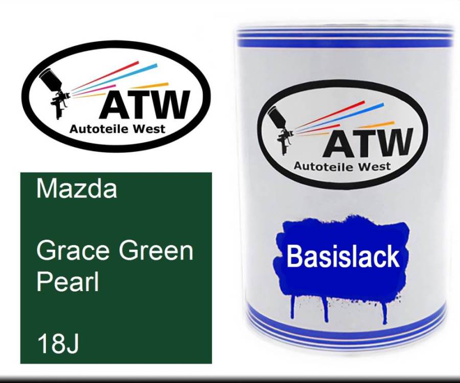 Mazda, Grace Green Pearl, 18J: 500ml Lackdose, von ATW Autoteile West.